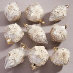 Набор стеклянных елочных игрушек Marinella - Cream Flower 8 см, 9 шт