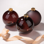 Елочные шары Bubble 10 см черный трюфель, 3 шт, стекло