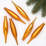 Набор елочных игрушек Сосульки 15 см золотая охра, 6 шт, стекло