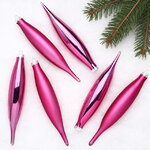 Набор елочных игрушек Сосульки 15 см розовая азалия, 6 шт, стекло