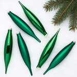 Набор елочных игрушек Сосульки 15 см рождественский зеленый, 6 шт, стекло