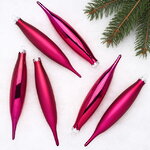 Набор елочных игрушек Сосульки 15 см малиновая фуксия, 6 шт, стекло