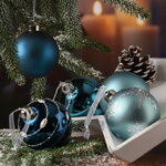 Набор стеклянных шаров Монклер: Quantum Blue 8 см, 6 шт