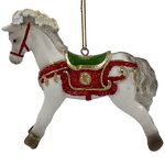 Елочная игрушка Конь в красной попоне 10 см