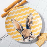 Пасхальное блюдо Цветочный Зайка 19 см желтое