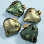 Набор стеклянных елочных игрушек Сердечки - Olive Wreath 9 см, 4 шт