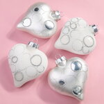 Набор стеклянных елочных игрушек Сердечки - Snow History 9 см, 4 шт, подвеска