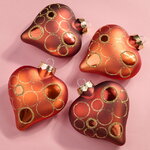 Набор стеклянных елочных игрушек Сердечки - Осенний Вальс 9 см, 4 шт, подвеска