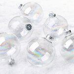 Набор стеклянных шаров 8 см прозрачный перламутр, 6 шт