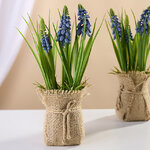 Искусственный цветок в горшке Мускари 19 см