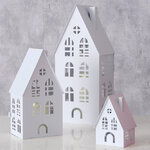 Набор подсвечников - домиков Belfast 13-38 см белый, 3 шт