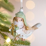 Елочная игрушка Птичка Ману с подарком 8 см