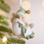 Елочная игрушка Птичка Ману с елочкой 8 см