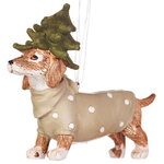 Елочная игрушка Такса Сендер в костюме елки 8 см 