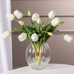 Силиконовые тюльпаны Белый Принц 5 шт, 48 см