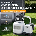 Хлоргенератор INTEX (Интекс) 26676 модель QX2100 + песочный фильтр-насос Krystal Clear (Кристал Клиа) (6000 л/ч)