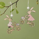 Набор подвесных украшений Кролики на Велосипеде 9 см, 2 шт