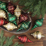 Набор елочных игрушек Vintage Christmas 15 см, 12 шт, пластик