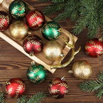 Набор пластиковых шаров Holly Christmas 6 см, 12 шт