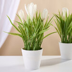 Искусственный цветок в горшке Bianche - Крокус 21 см