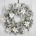 Венок Colonial заснеженный 61 см, ЛИТАЯ + ЛЕСКА + ПВХ