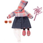 Набор одежды для кукол Клетчатый джемпер и джинсовая юбка 45-50 см, 4 предмета
