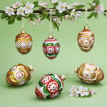 Елочные игрушки Яйца Пеллио-Интельви 7 см, 6 шт, стекло