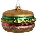 Стеклянная елочная игрушка Сочный Гамбургер 9 см, подвеска