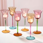 Стеклянные подсвечники - бокалы Тюльпаны 20 см, 6 шт