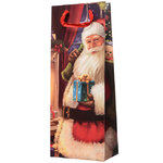 Пакет для бутылки Добрый Санта с подарком 36*14 см
