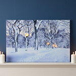 Светодиодная картина Заснеженный Парк 57*37 см с оптоволоконной и LED подсветкой, на батарейках