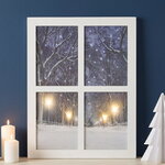 Светодиодная картина Окошко на Снежный бульвар 48*38 см с оптоволоконной и LED подсветкой, на батарейках
