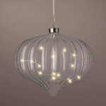 Подвесной светильник Луковка - Cristal Perfecto 21*20 см, 15 микро LED ламп, таймер, на батарейках, стекло