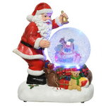 Новогодняя фигурка с снежным шаром Santa & Presents 25 см, с подсветкой и музыкой, на батарейках