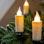 Гирлянда Гигантские оплавленные Cвечи 30 матовых белых ламп на клипсах 12 м, зеленый ПВХ, IP20