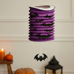 Подвесное украшение Хэллоуин - Бумажный Фонарик с летучей мышкой 25*15 см