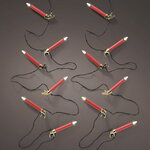 Свечи на елку 12 см красные, 10 свечей на клипсах, 20 теплых белых LED ламп