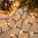 Светодиодная гирлянда нить Объемная 120 теплых белых LED ламп 9 м, черный ПВХ, контроллер, IP44