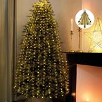 Гирлянда на елку 120-180 см Лучи Росы, 12 нитей, 408 теплых белых мини LED ламп с мерцанием, серебряная проволока, IP44