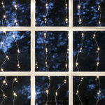 Гирлянда штора Капельки Росы 95*95 см, 100 теплых белых мини LED ламп, серебряная проволока, IP20