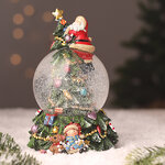 Музыкальный снежный шар Санта на ёлочке, 19*13 см