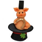 Декоративная прищепка Счастливая Свинка с подковой 6*3 см