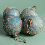 Елочные шары Tesori Antichi 10 см голубой, 4 шт, стекло