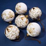 Елочные шары Kerkinitida Bianca 8 см, 6 шт, стекло