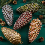 Елочные игрушки Шишки - Diamanti Foresta 20 см, 5 шт, стекло