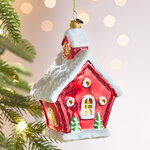 Елочная игрушка Домик Woodford - Лесная Сказка 13 см красный, стекло