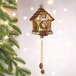 Елочная игрушка Часы с кукушкой - Festive Moment 25 см в подарочной коробке, стекло