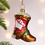 Елочная игрушка Сапожок Принца Ричарда 8 см красный, стекло