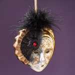 Елочная игрушка Маска Картмель 10 см черная, стекло