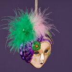 Елочная игрушка Маска Картмель 10 см фиолетовая, стекло